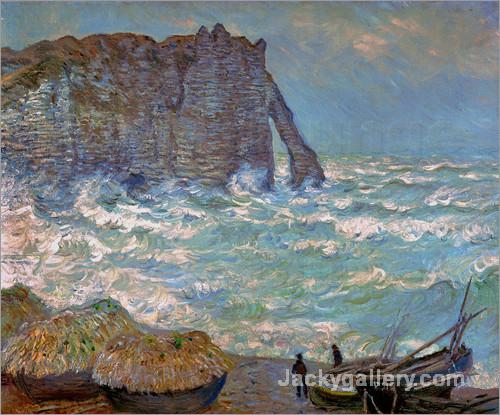 tretat, mer agitee by Claude Monet paintings reproduction